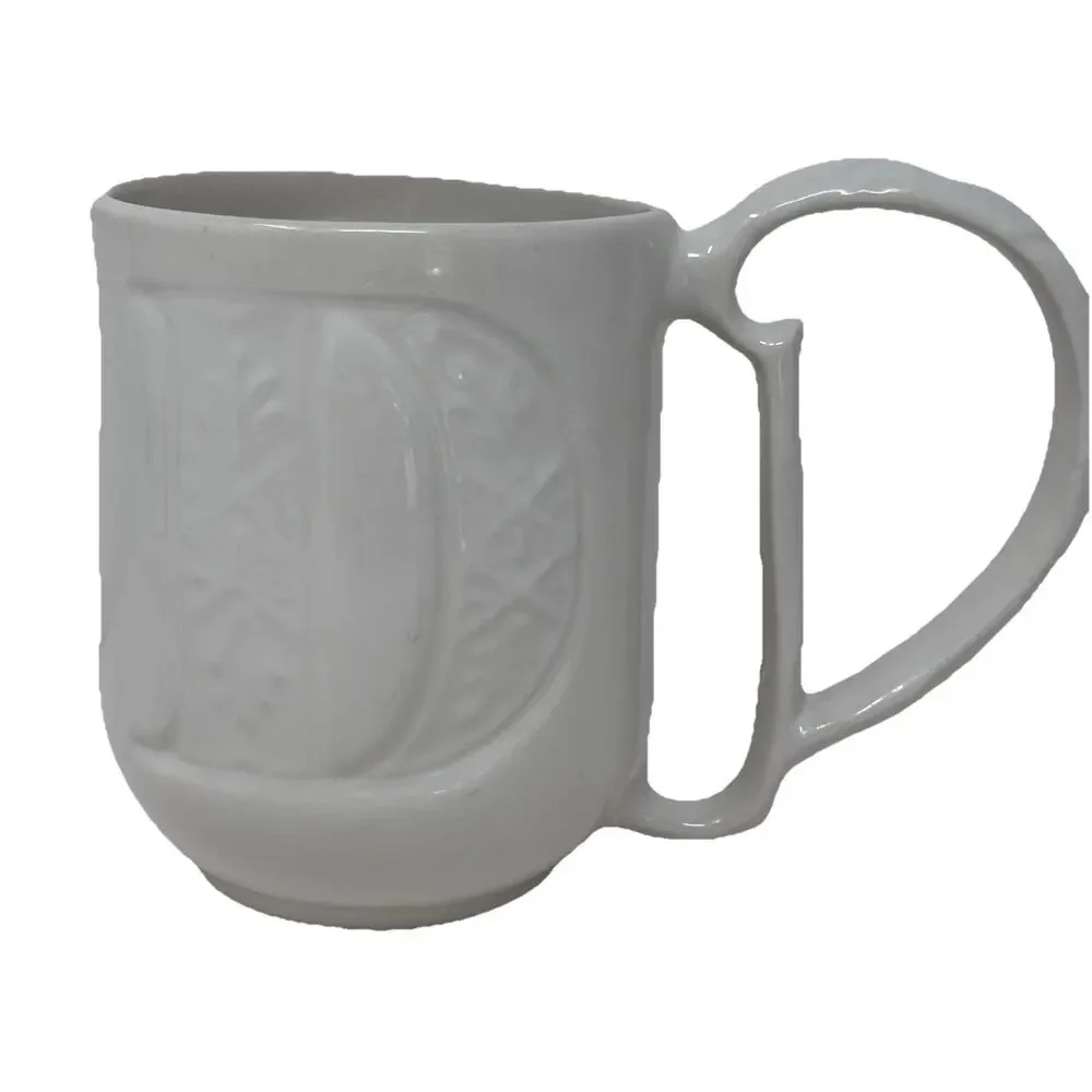 Pottery Barn Ceramic A to Z Coffee Mug in Off White - “D”
